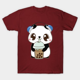 Cute Kawaii Bubble tea lover Panda T-Shirt